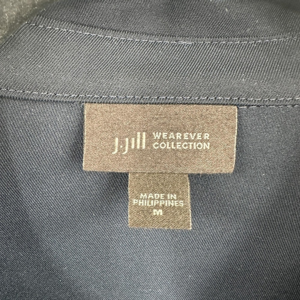 J Jill Wearever Collection Shirt Womens Medium Navy Button Front Long Sleeve - Picture 5 of 10
